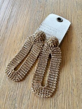 NEW Anthropologie gold beaded statement earrings